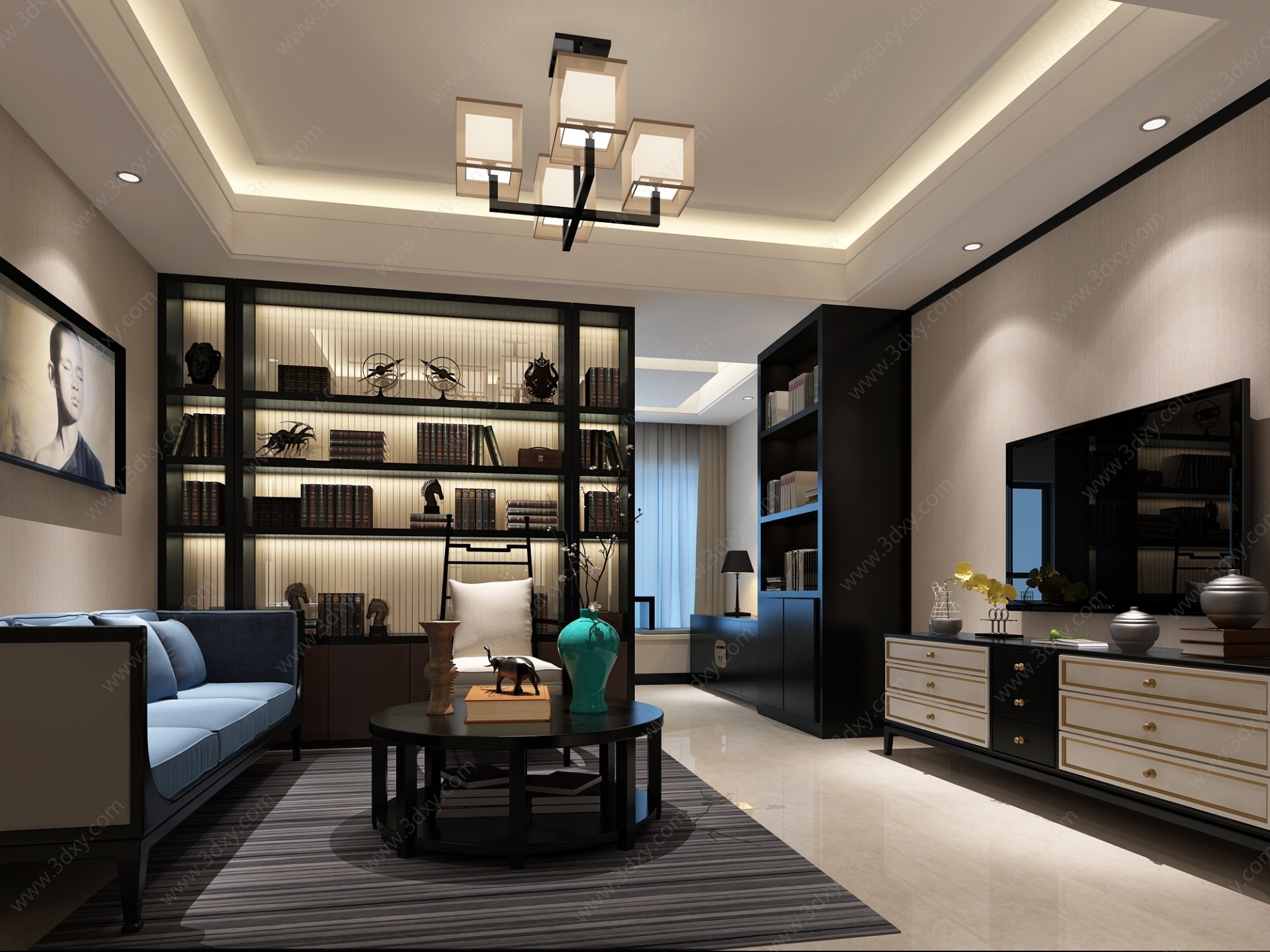 新中式单身公寓3D模型