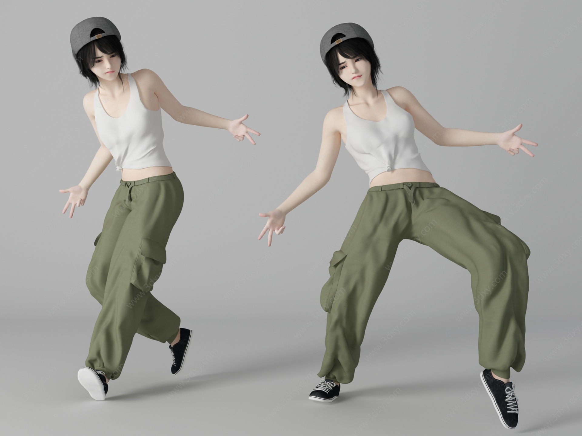 现代风格街舞美女人物3D模型