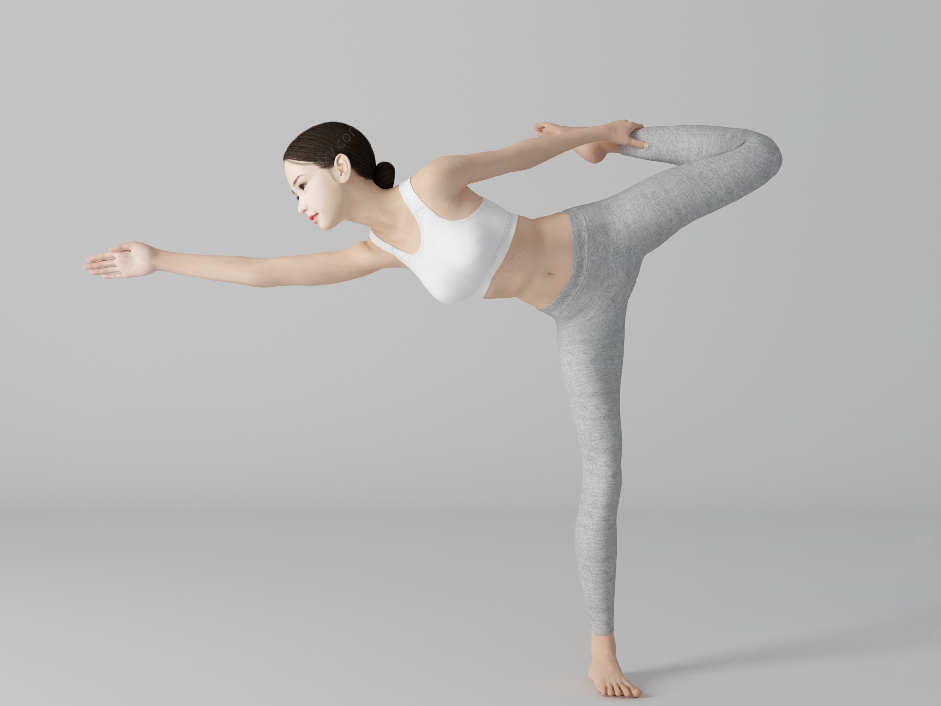 现代风格瑜伽美女人物3D模型