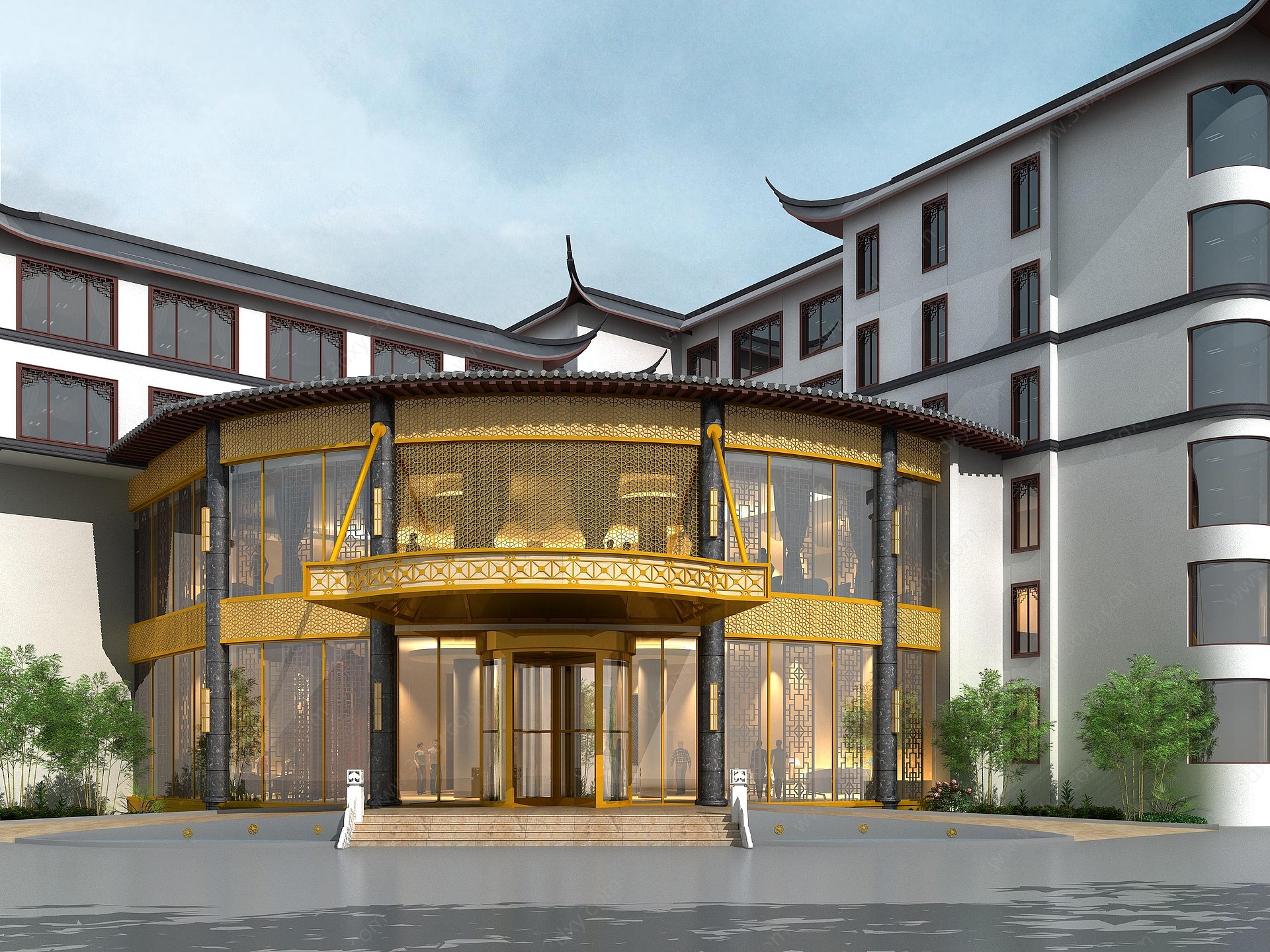 古建中式酒店大门3D模型