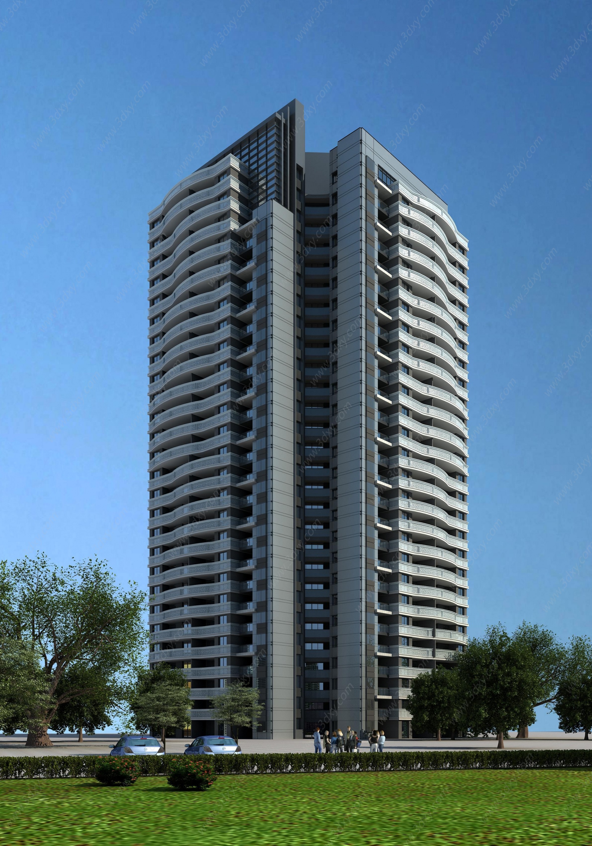 现代高层住宅楼3D模型