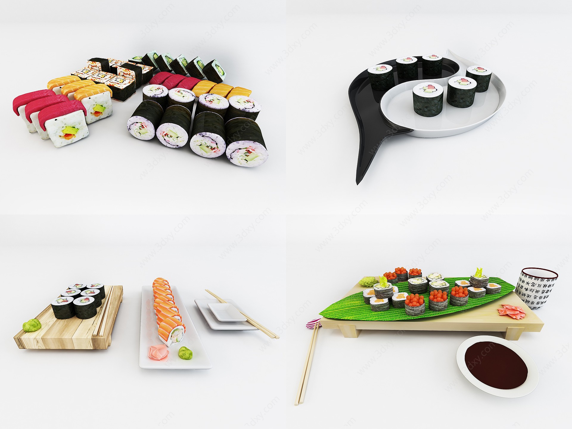 日式寿司拼盘食物装饰摆件3D模型
