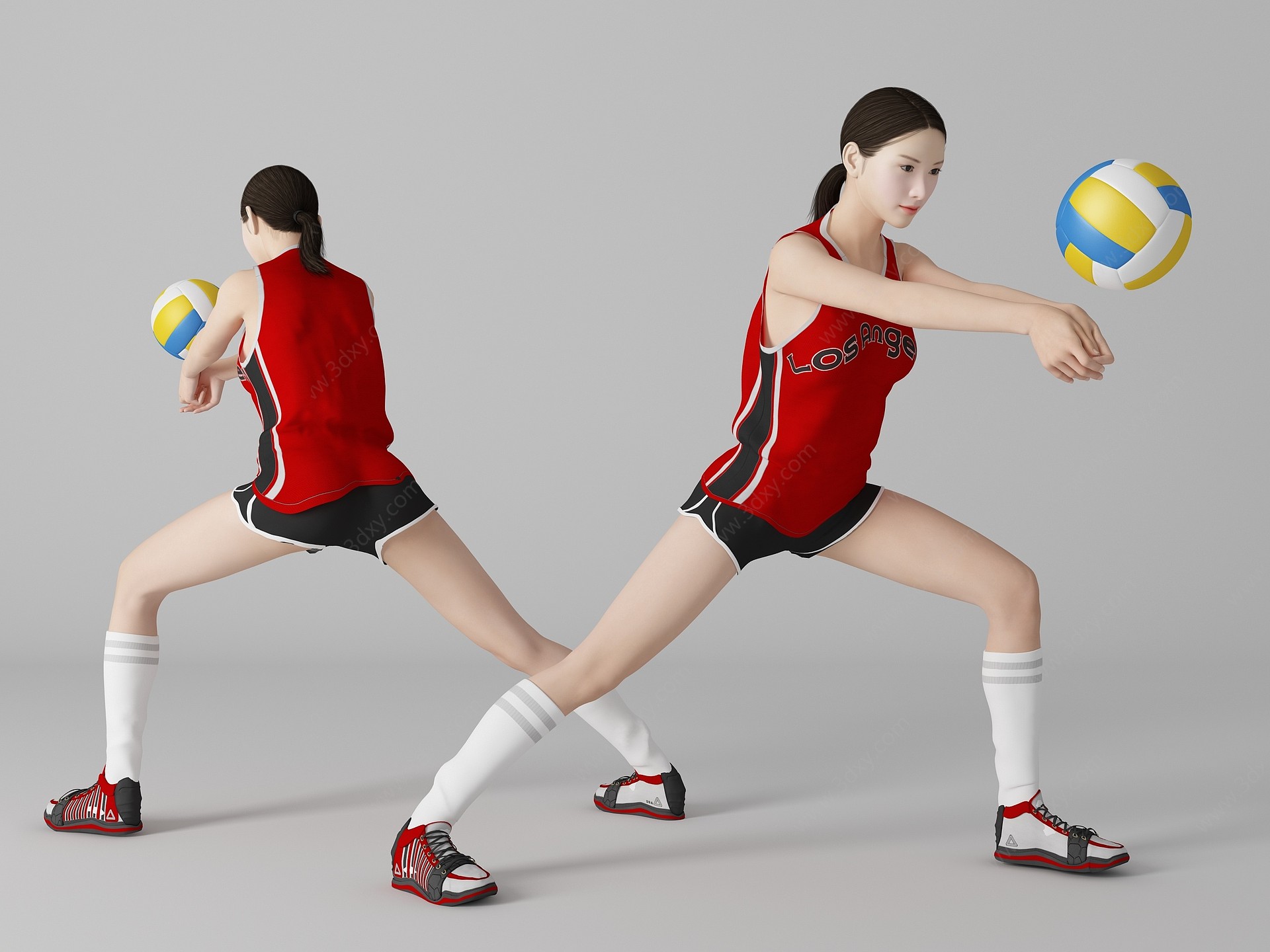 现代风格排球美女人物3D模型