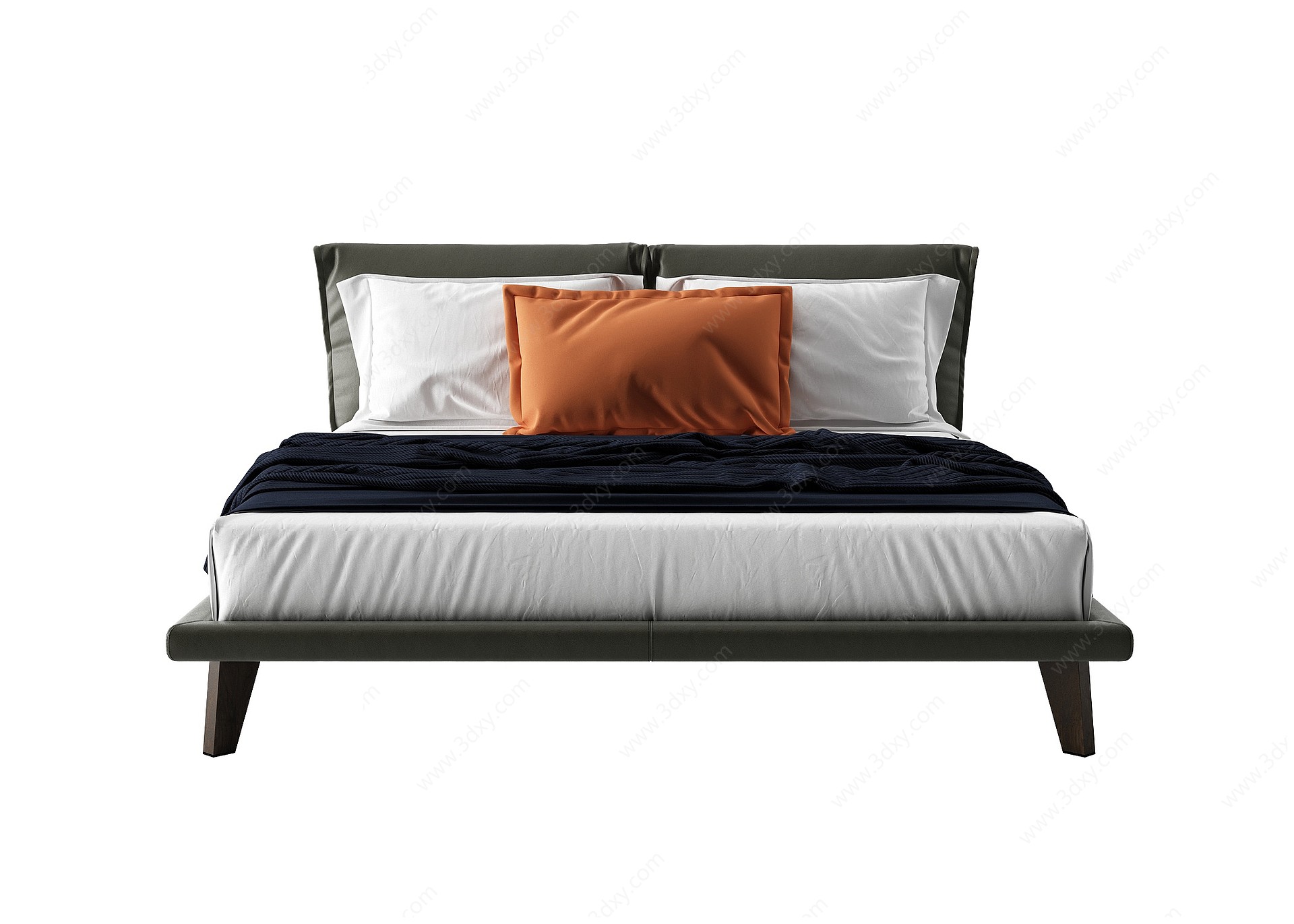 双人床矮床3D模型