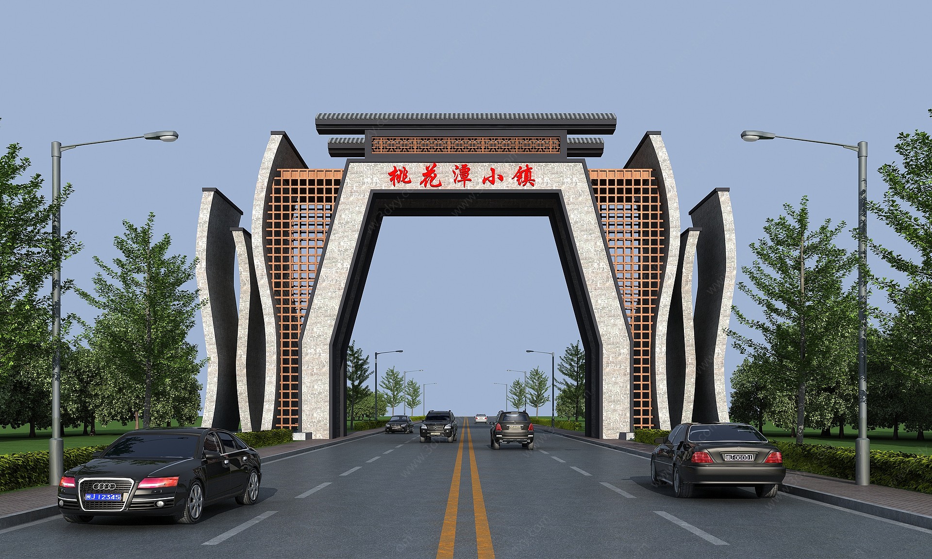 桃花潭小镇景区大门入口3D模型