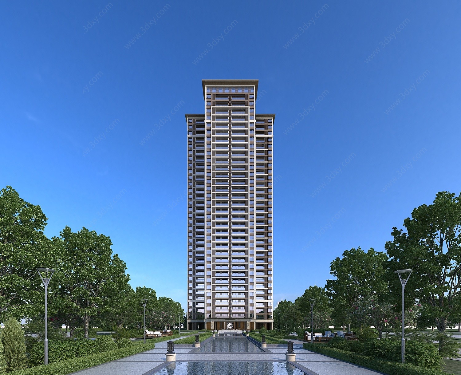 现代风格高层住宅办公楼3D模型