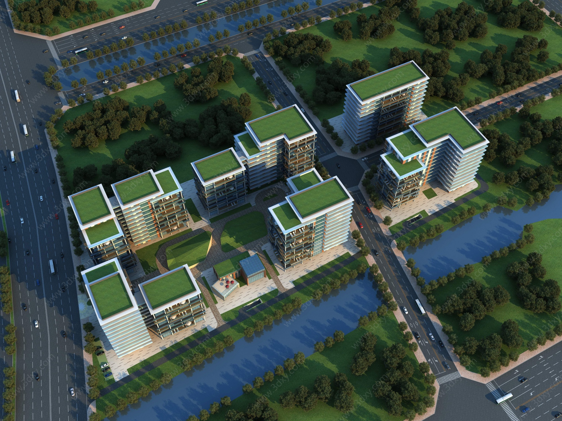现代办公楼产业园3D模型