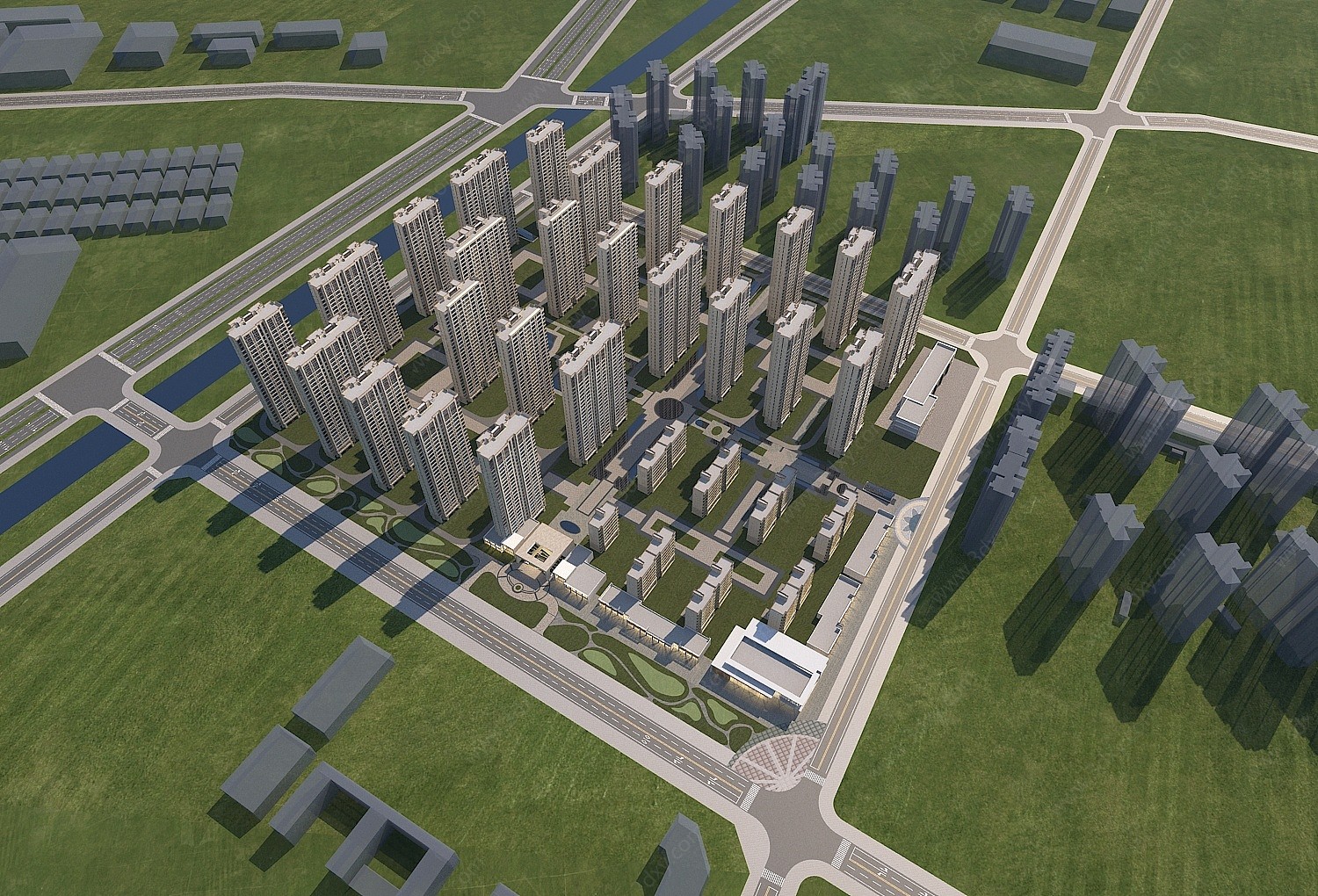 现代住宅鸟瞰3D模型