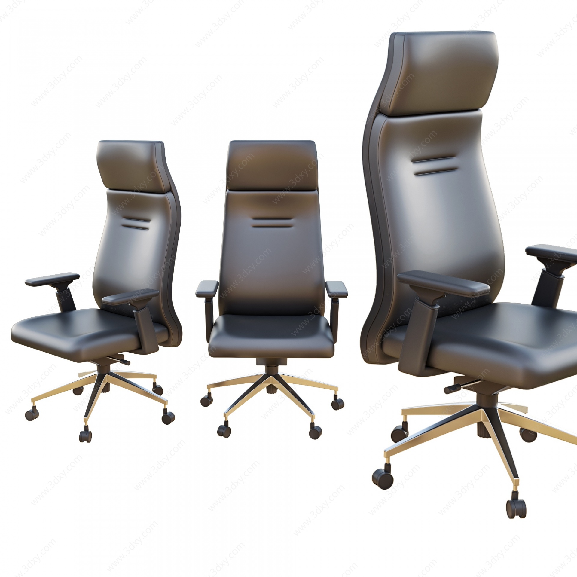 现代办公室皮革转椅3D模型