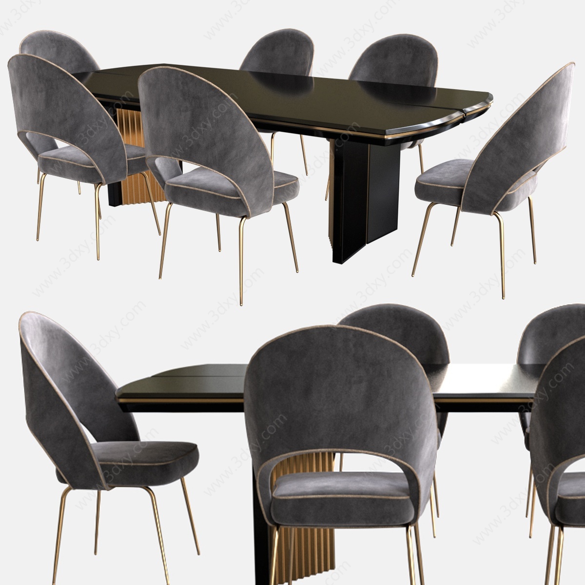 现代轻奢餐桌椅3D模型