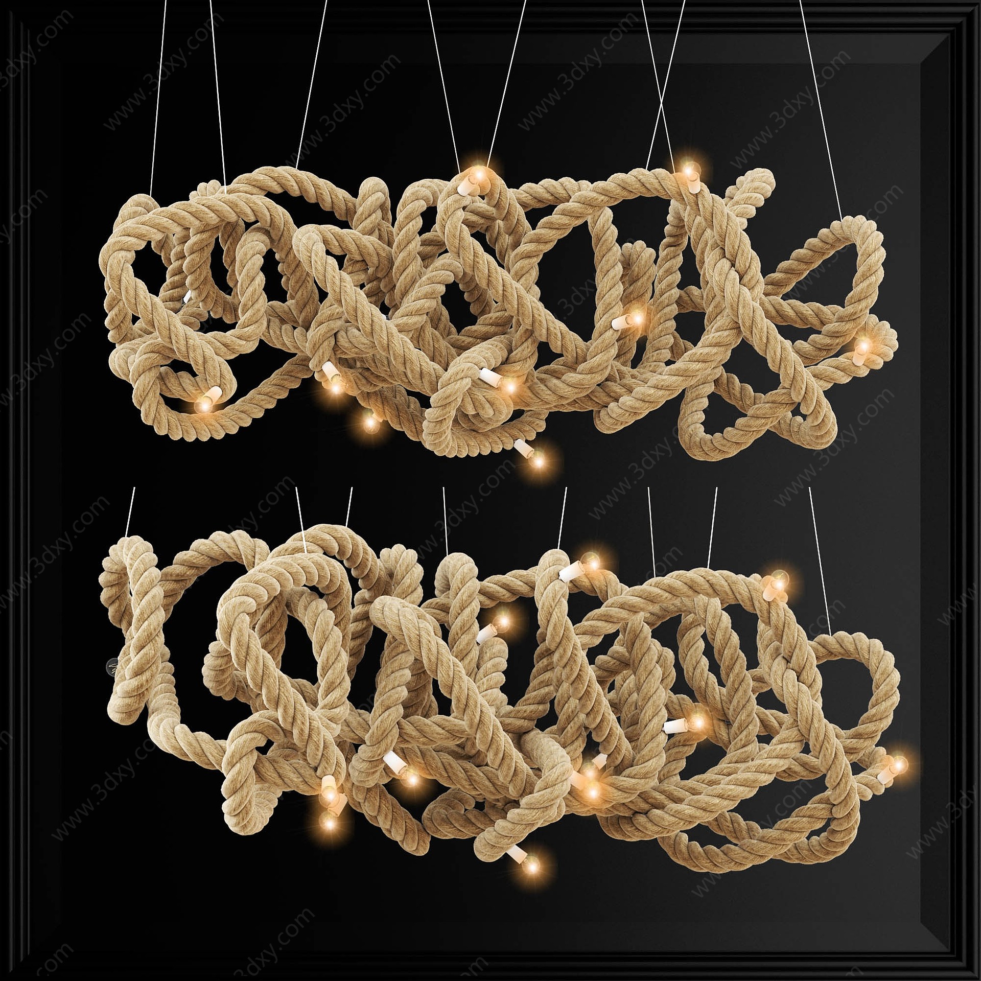 现代麻绳吊灯3D模型
