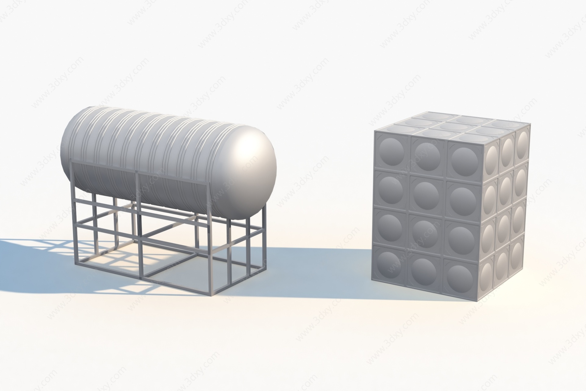 不锈钢水塔储水罐屋顶水箱3D模型