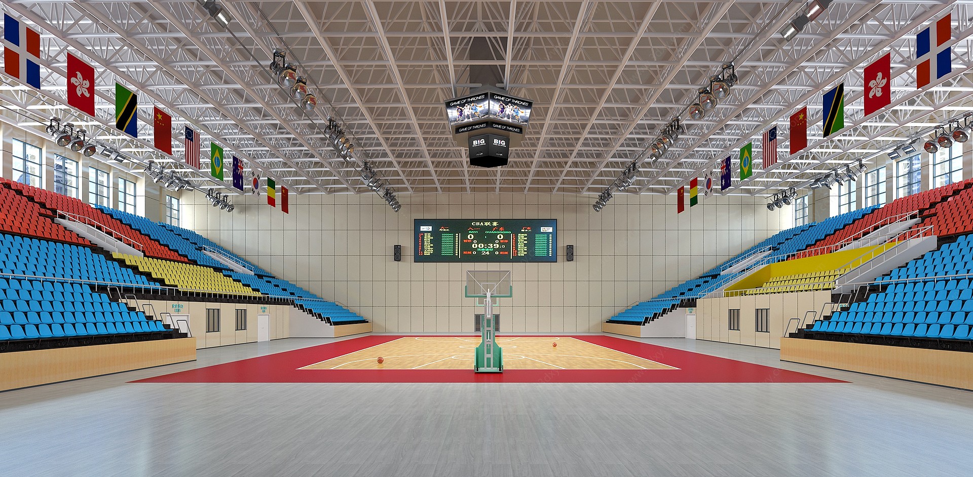 篮球馆比赛场地3D模型