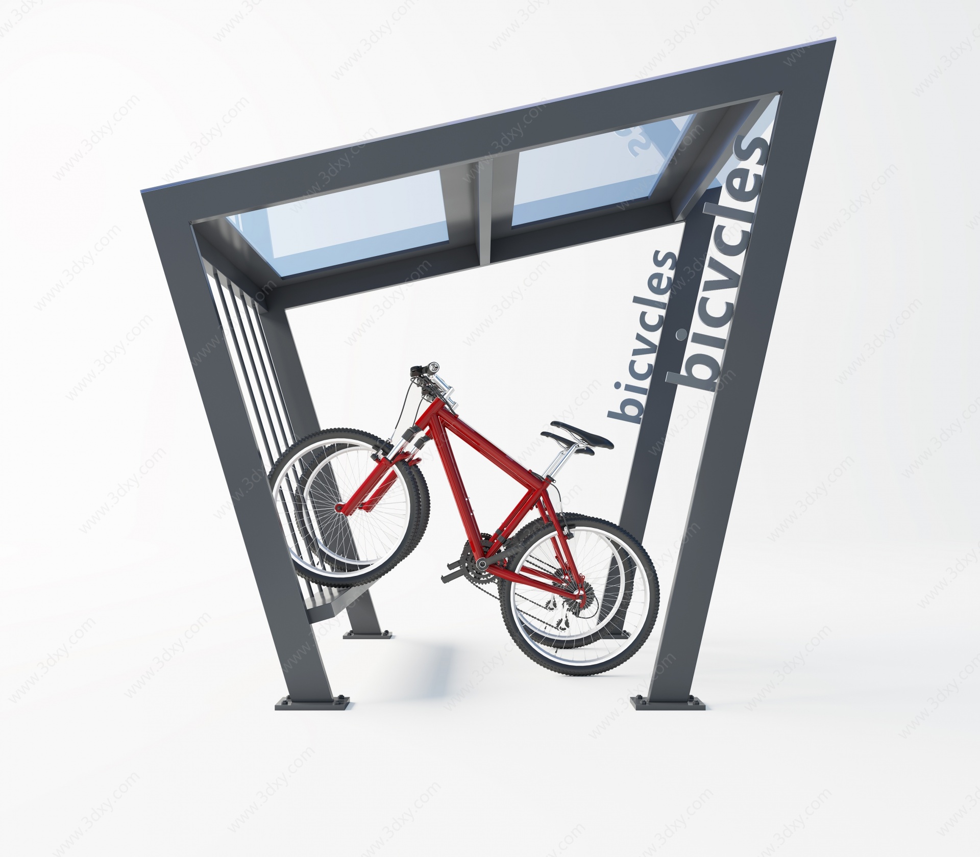 现代艺术自行车车棚3D模型