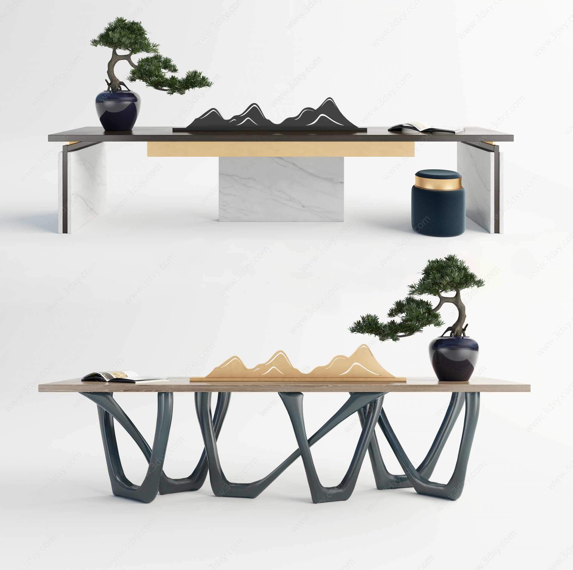 现代餐桌书桌3D模型