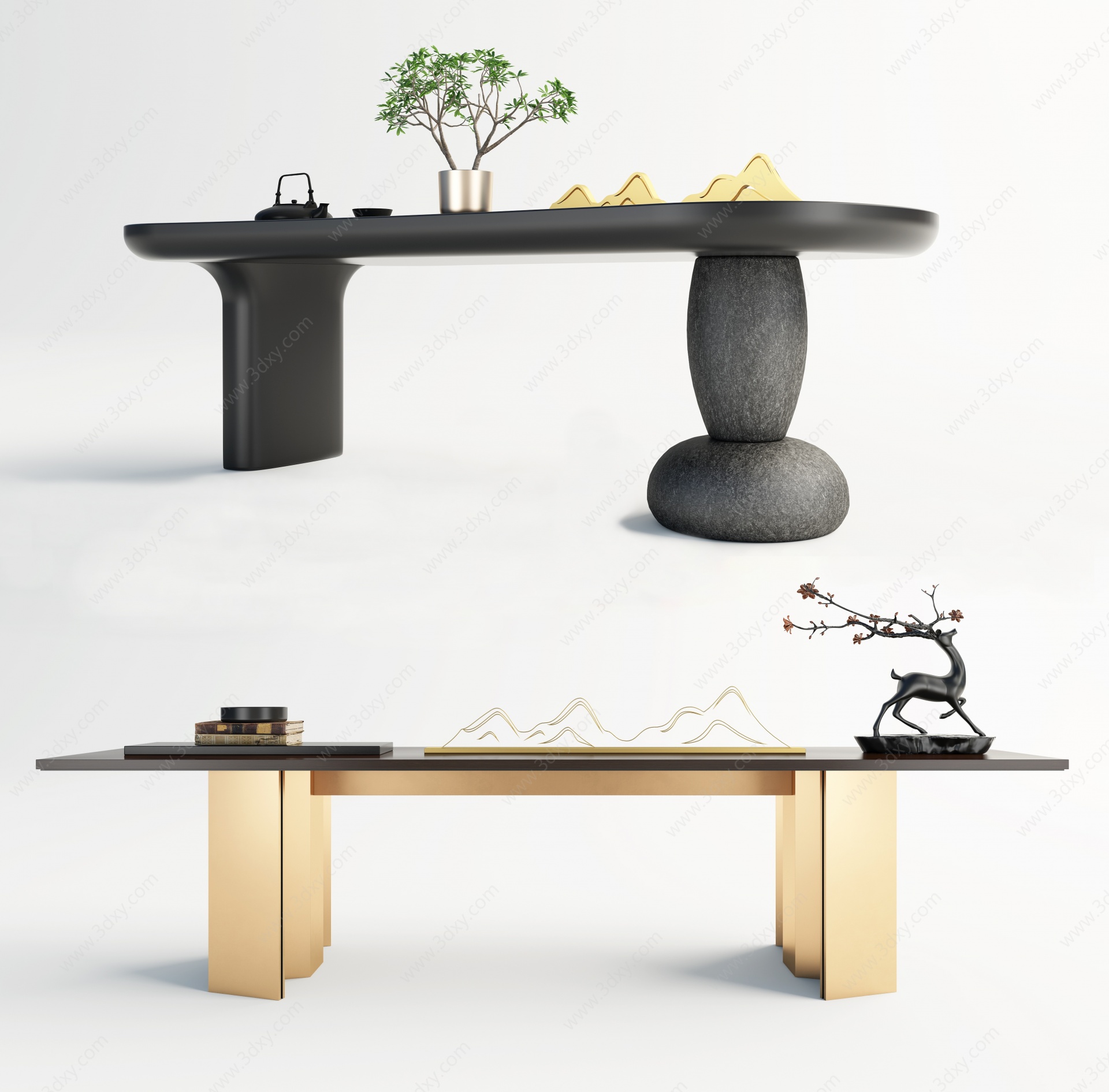 现代休闲茶桌3D模型
