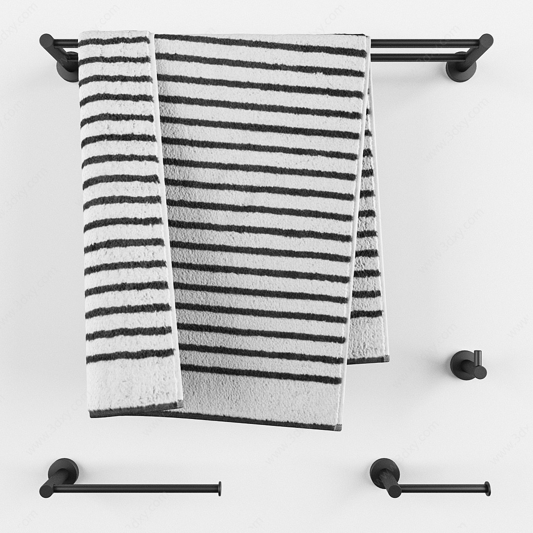 现代五金架毛巾卫浴3D模型