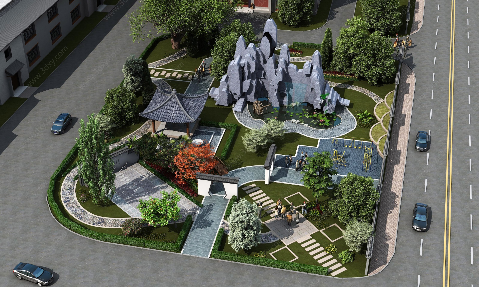中式园林景观3D模型