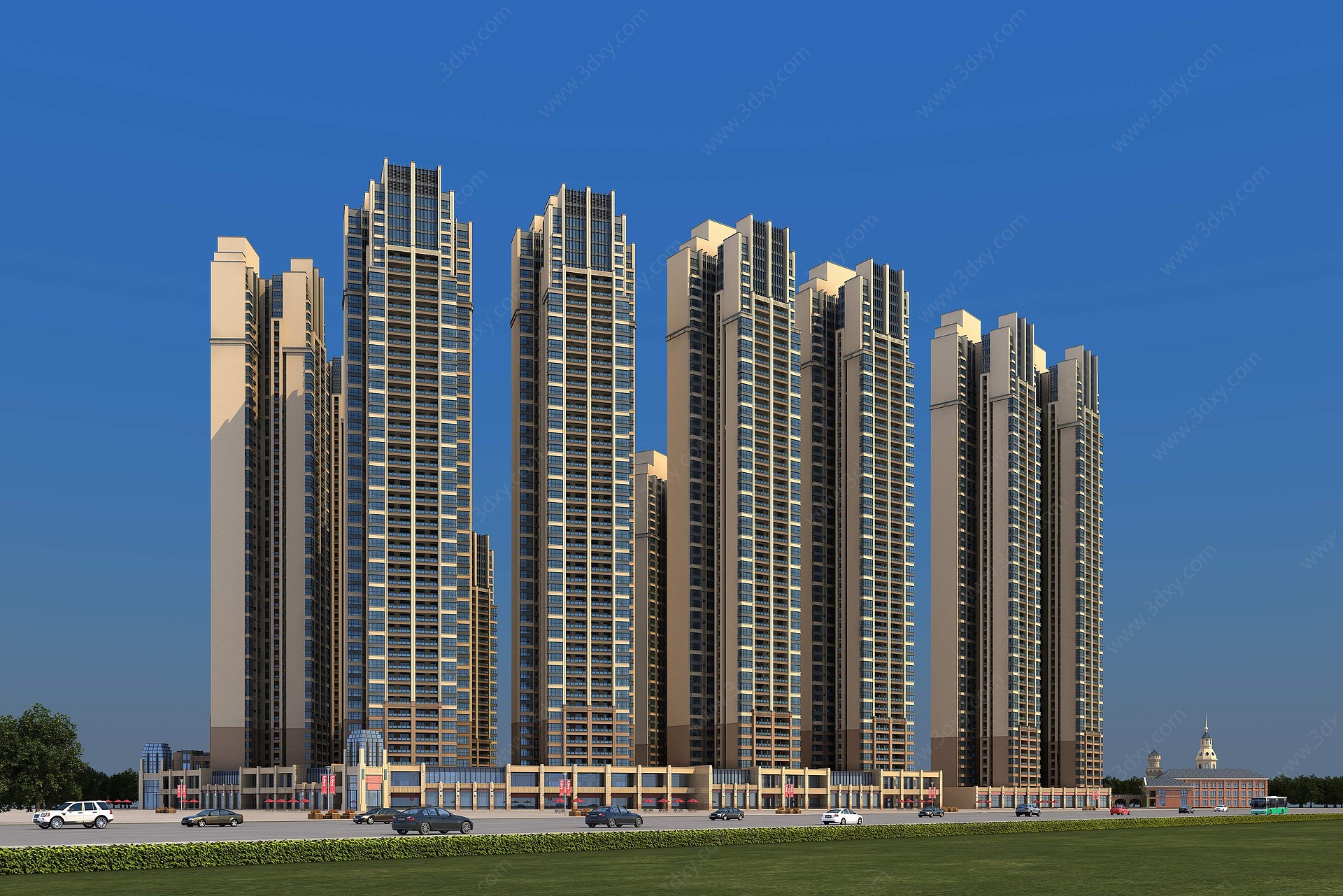新古典商业街高层住宅3D模型