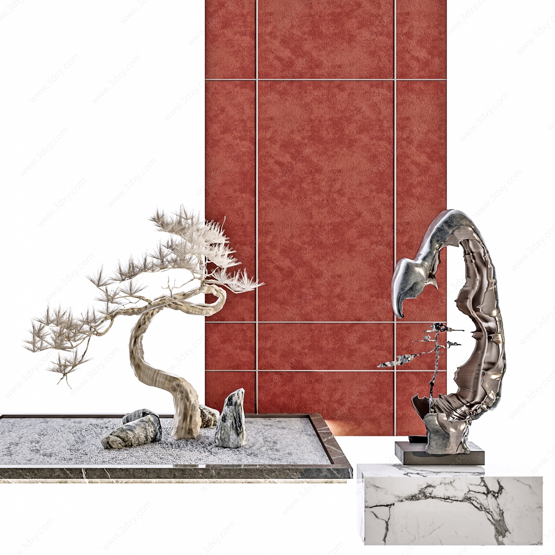 新中式景观雕塑工艺品摆设3D模型