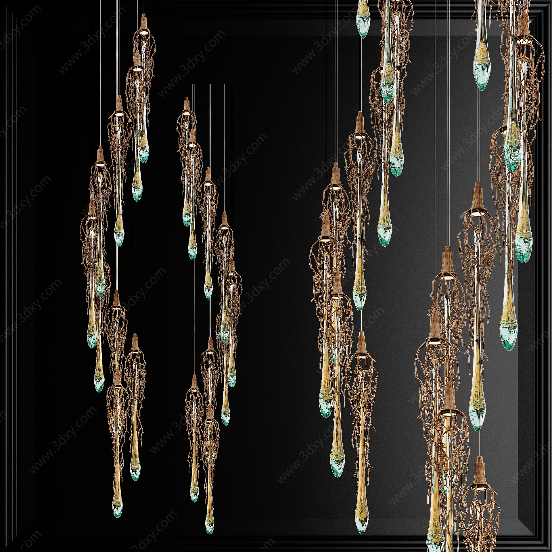 现代树根水晶吊灯3D模型