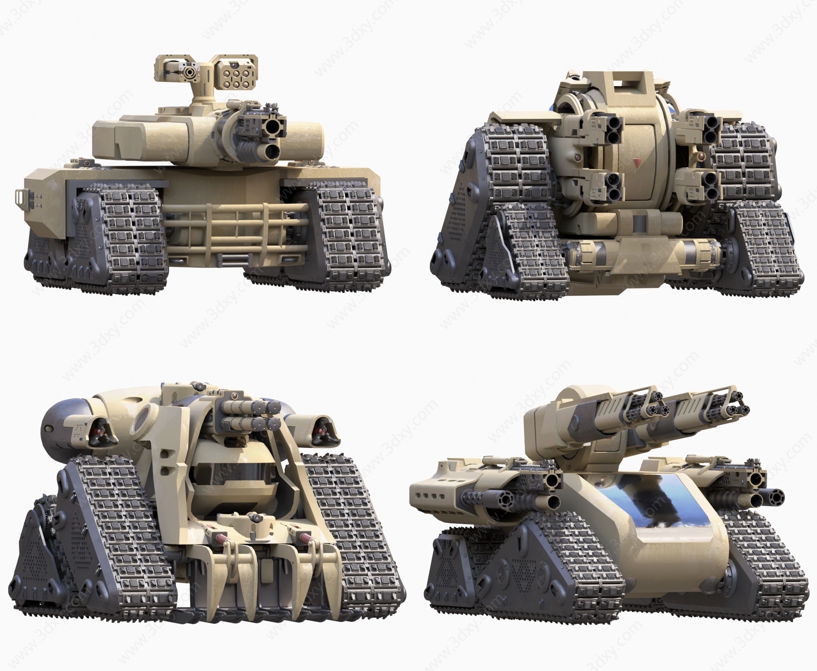 后现代科幻坦克装甲车3D模型