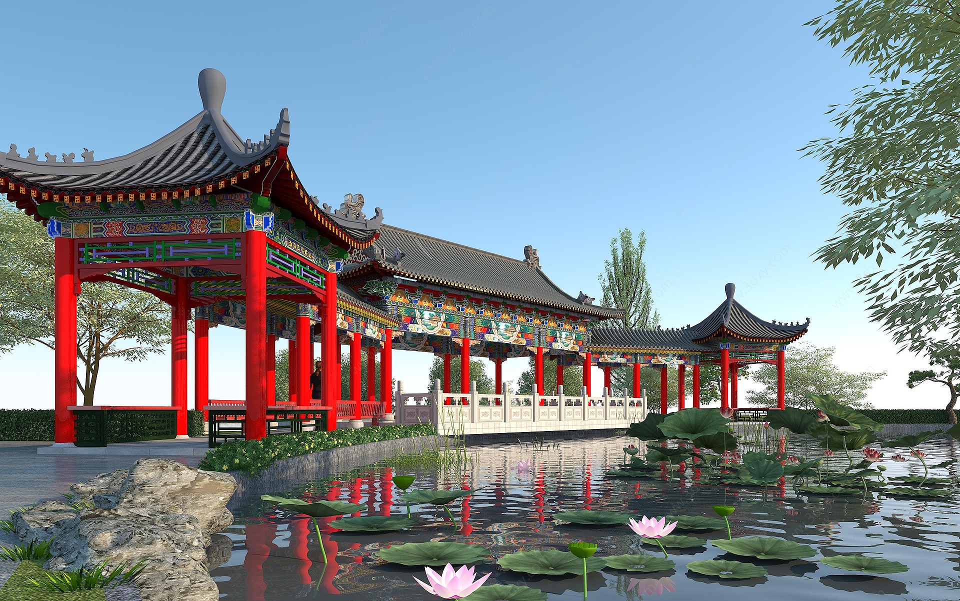 中式古建亭子3D模型