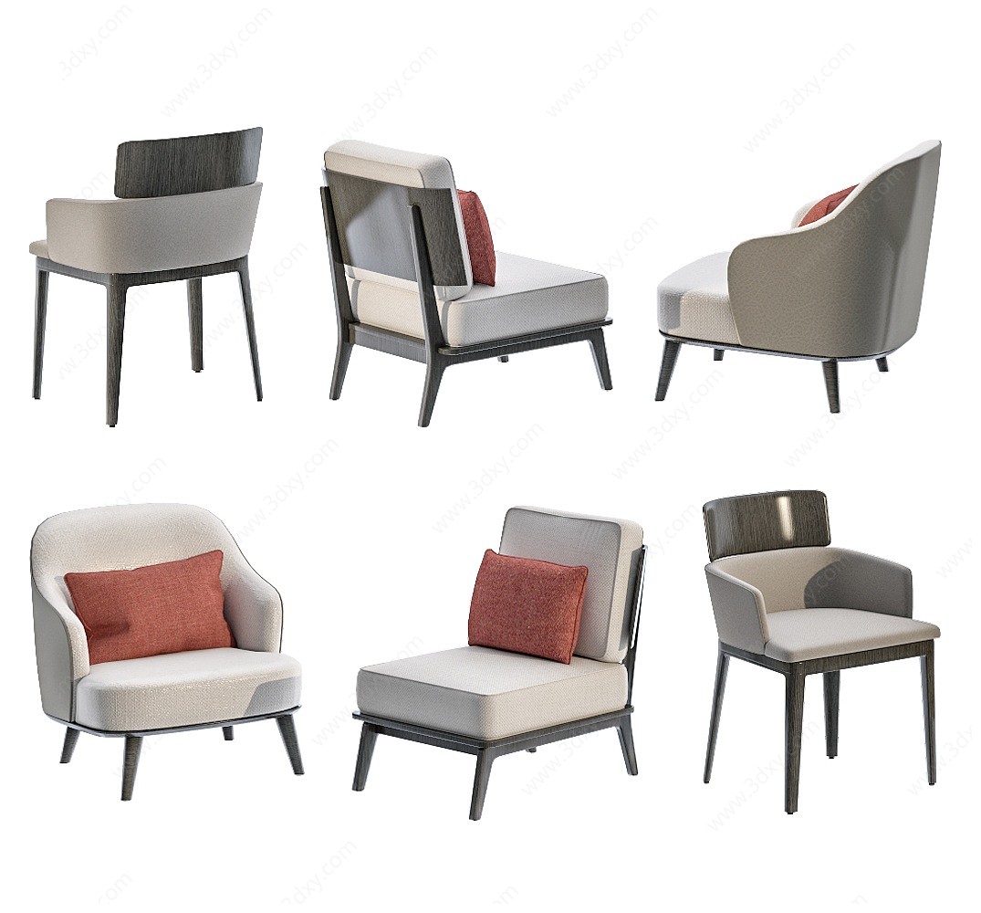 新中式单人休闲沙发椅3D模型