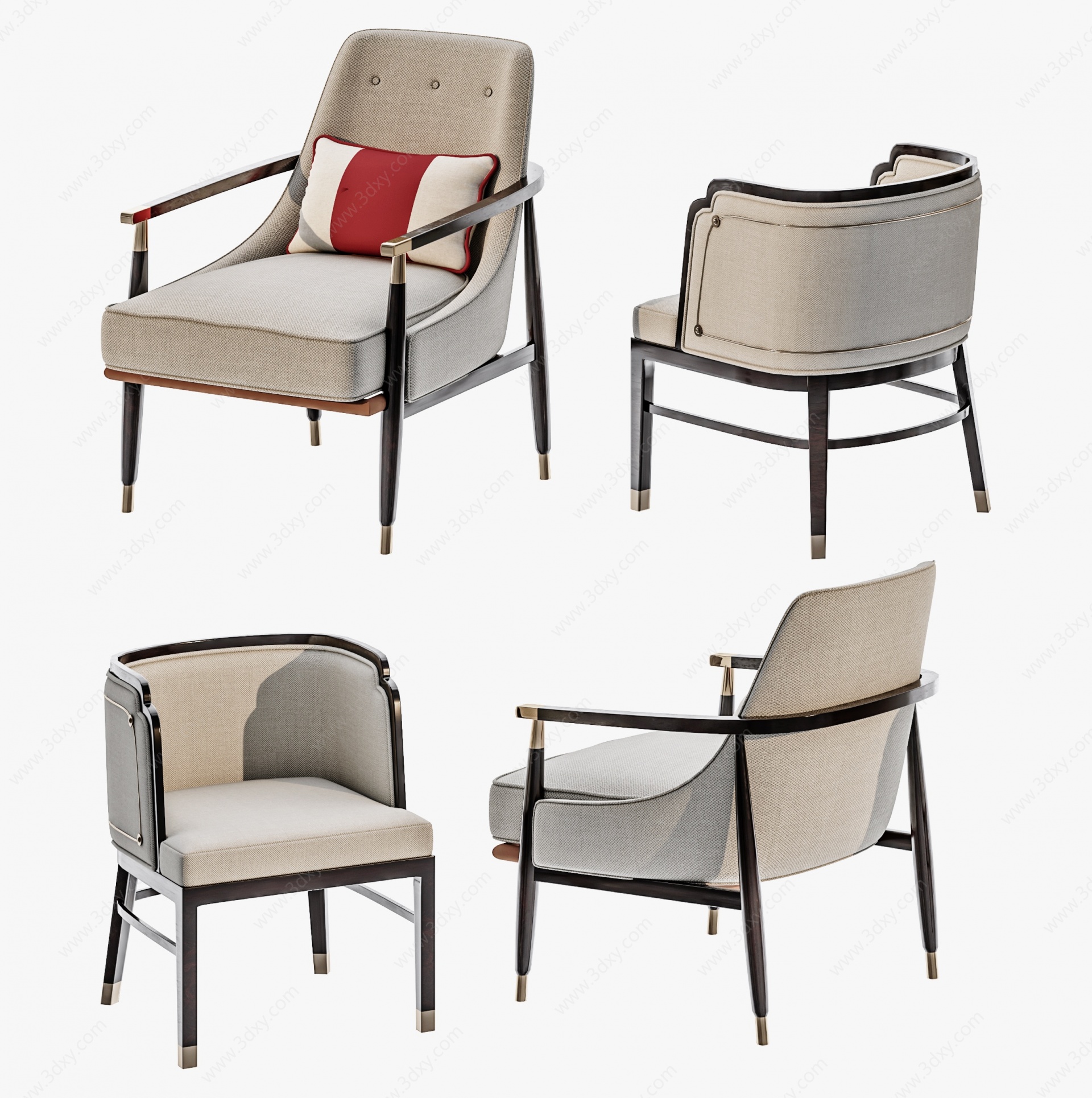 新中式单椅休闲椅3D模型