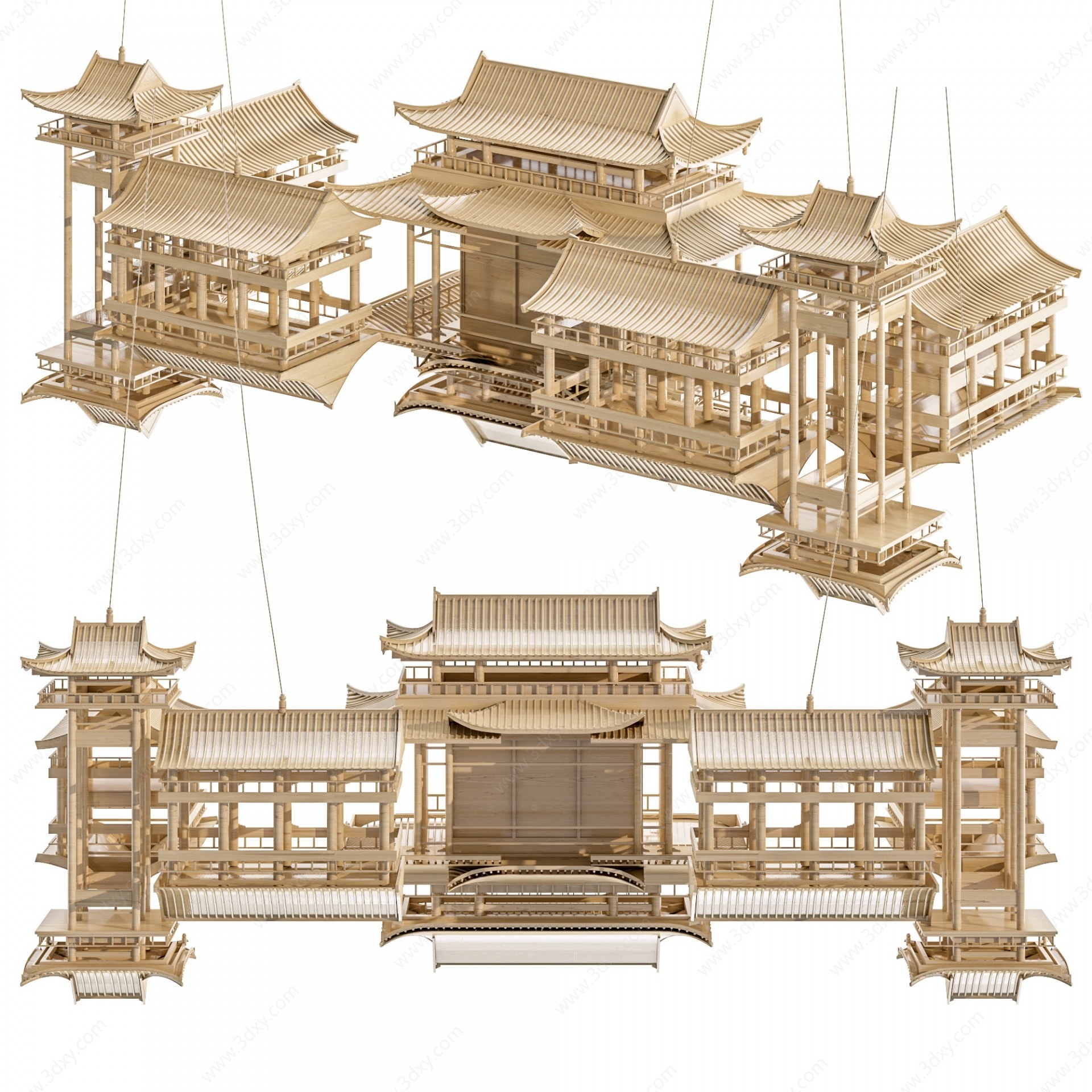 新中新木结构宫殿3D模型