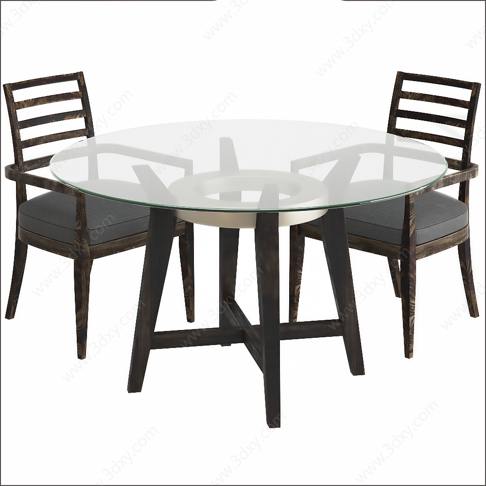 美式餐桌椅3D模型