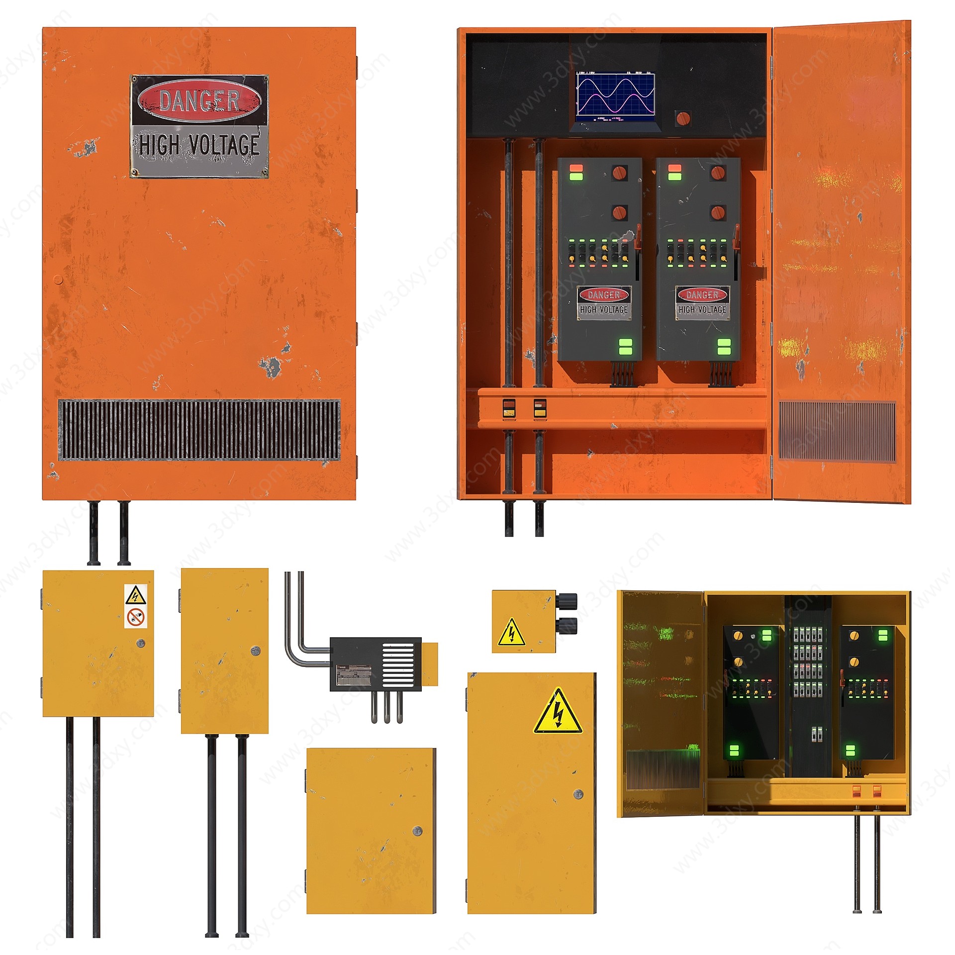 现代电箱电闸控制柜3D模型