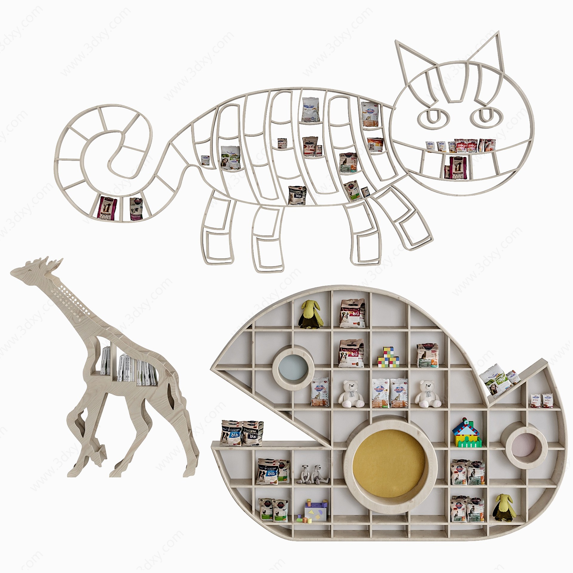 现代动物造型书架3D模型