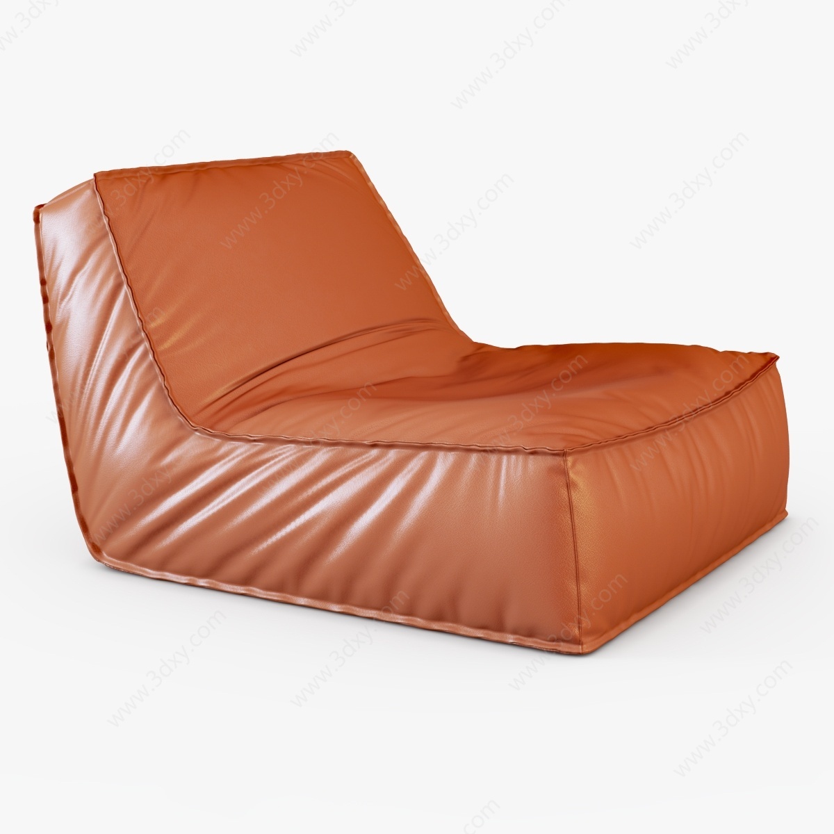 红色皮质单人沙发懒人沙发3D模型