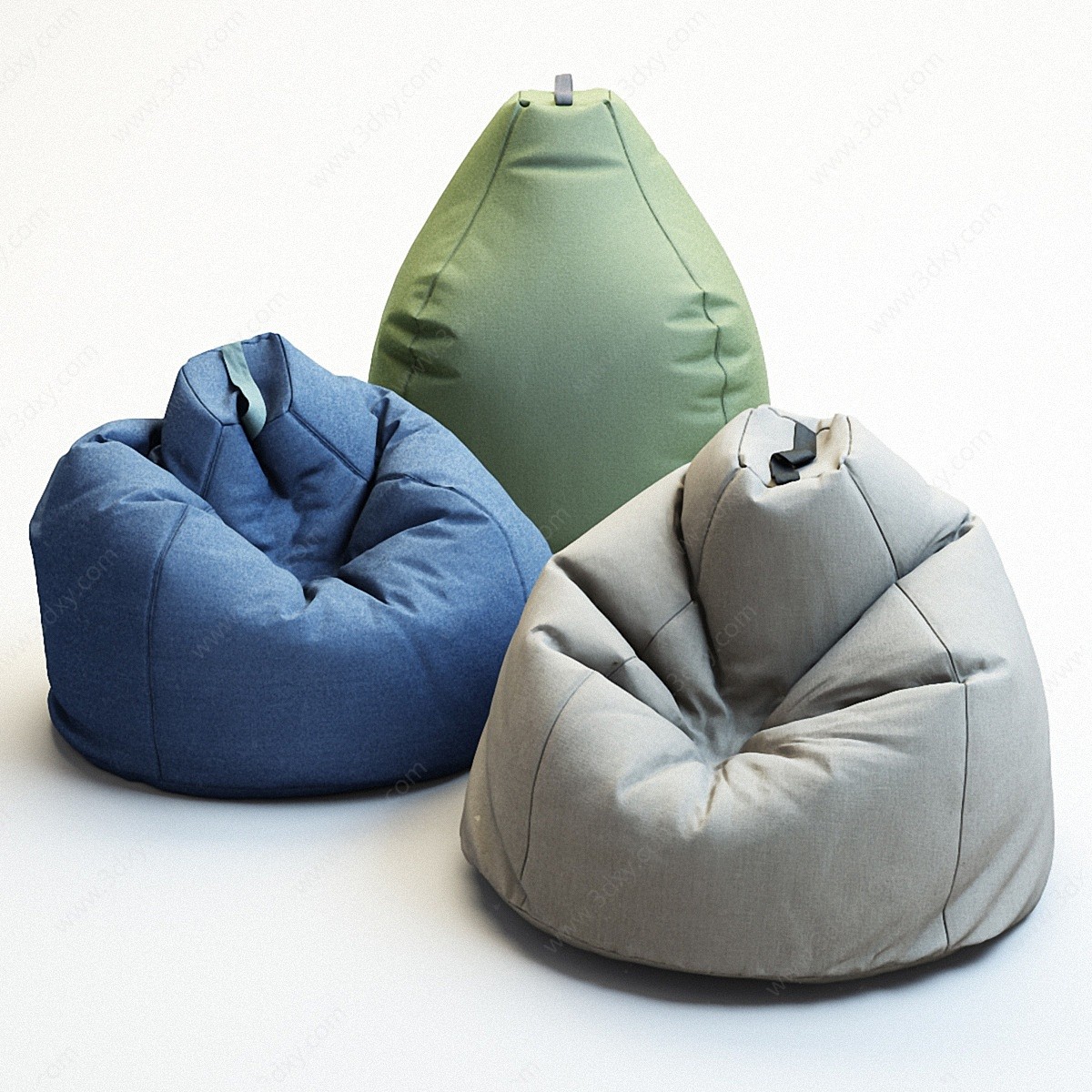 现代米蓝绿色懒人沙发3D模型
