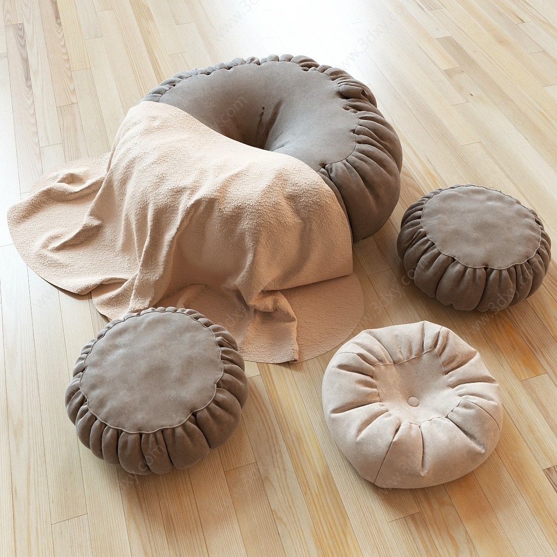 圆形布艺沙发凳懒人沙发3D模型