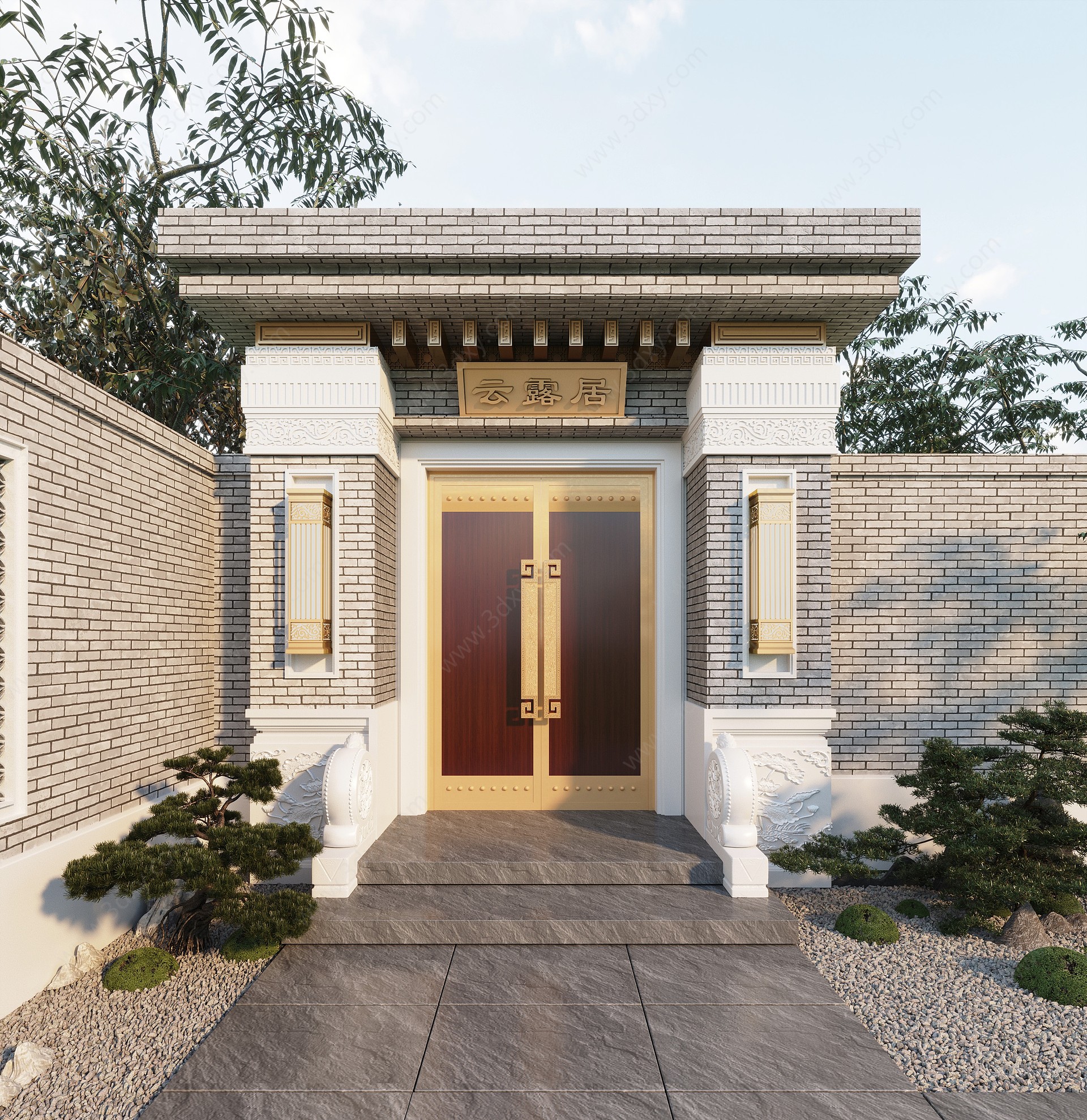 新中式大门入口院门3D模型