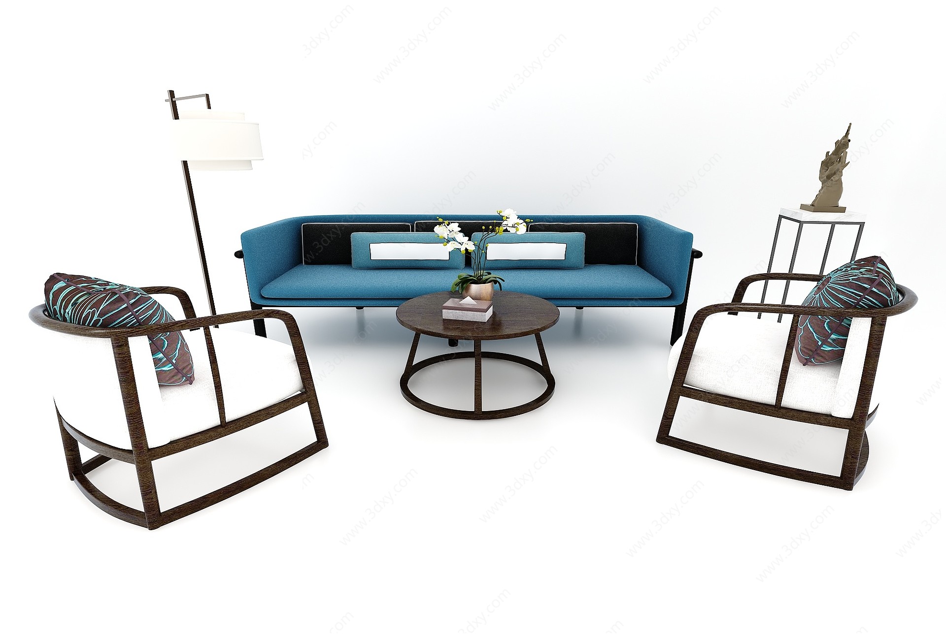 中式沙发茶几3D模型