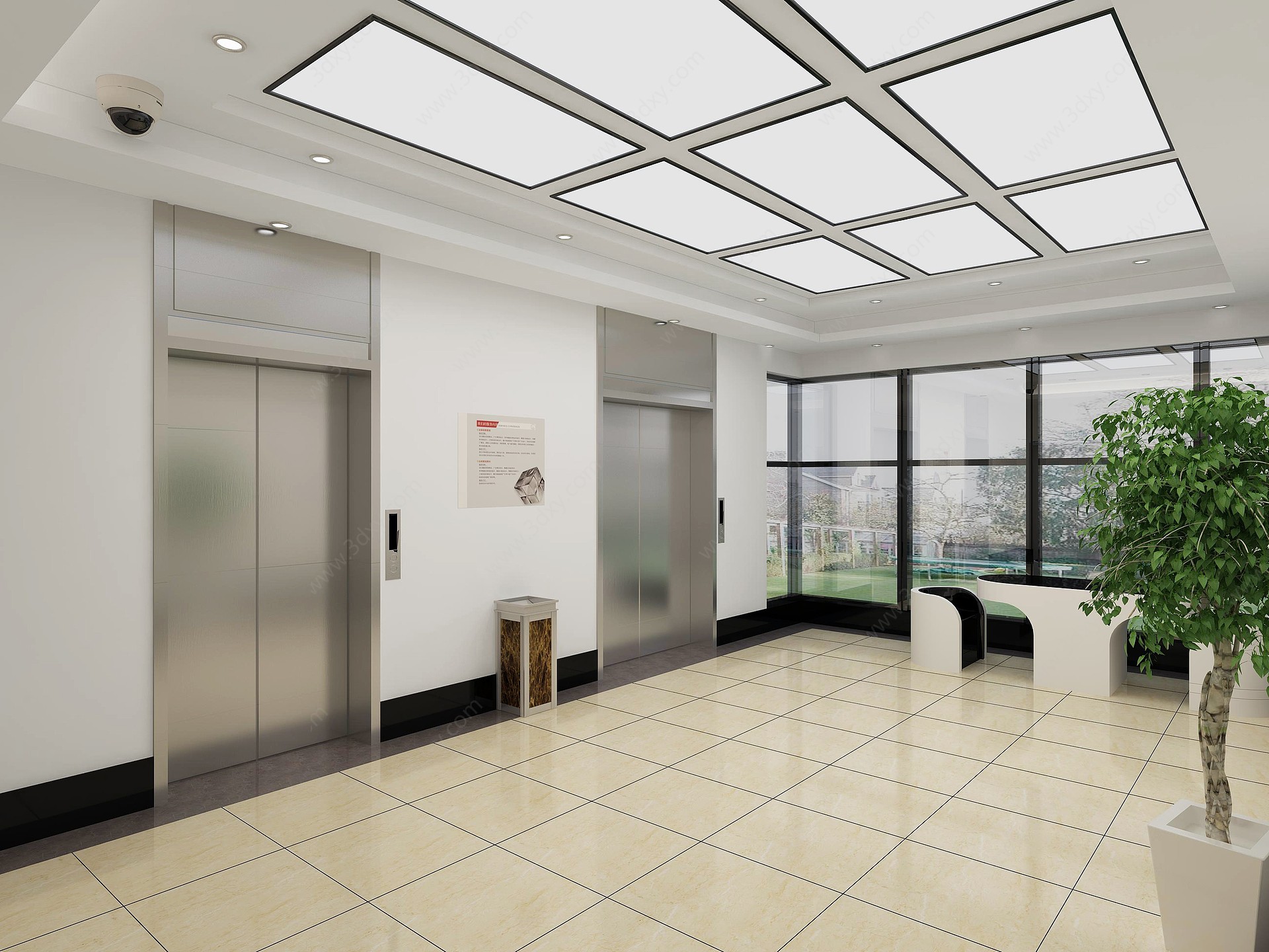 现代电梯厅3D模型