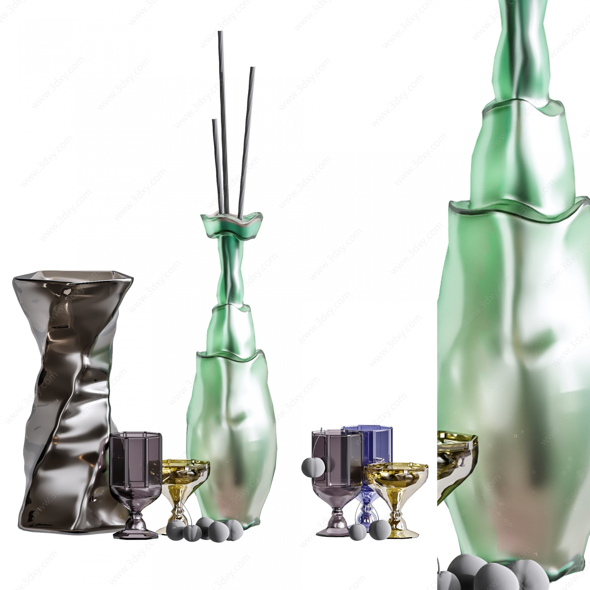 现代玻璃瓶罐工艺品3D模型