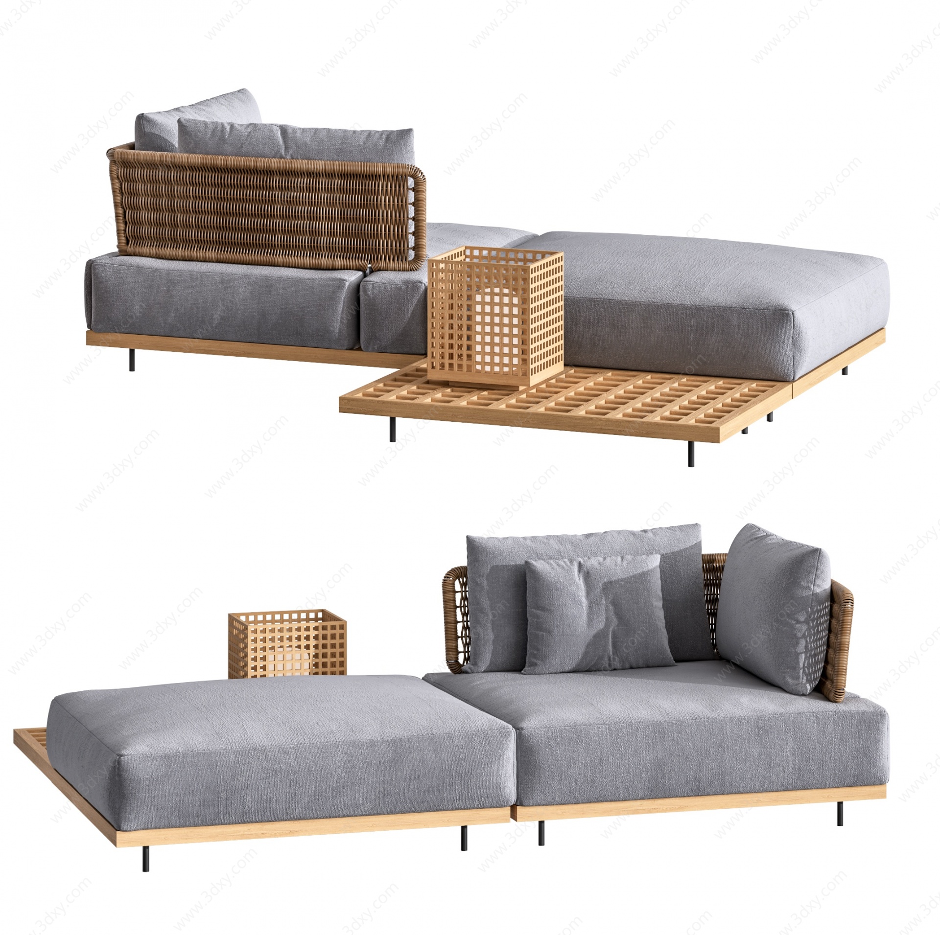 新中式休闲双人沙发3D模型