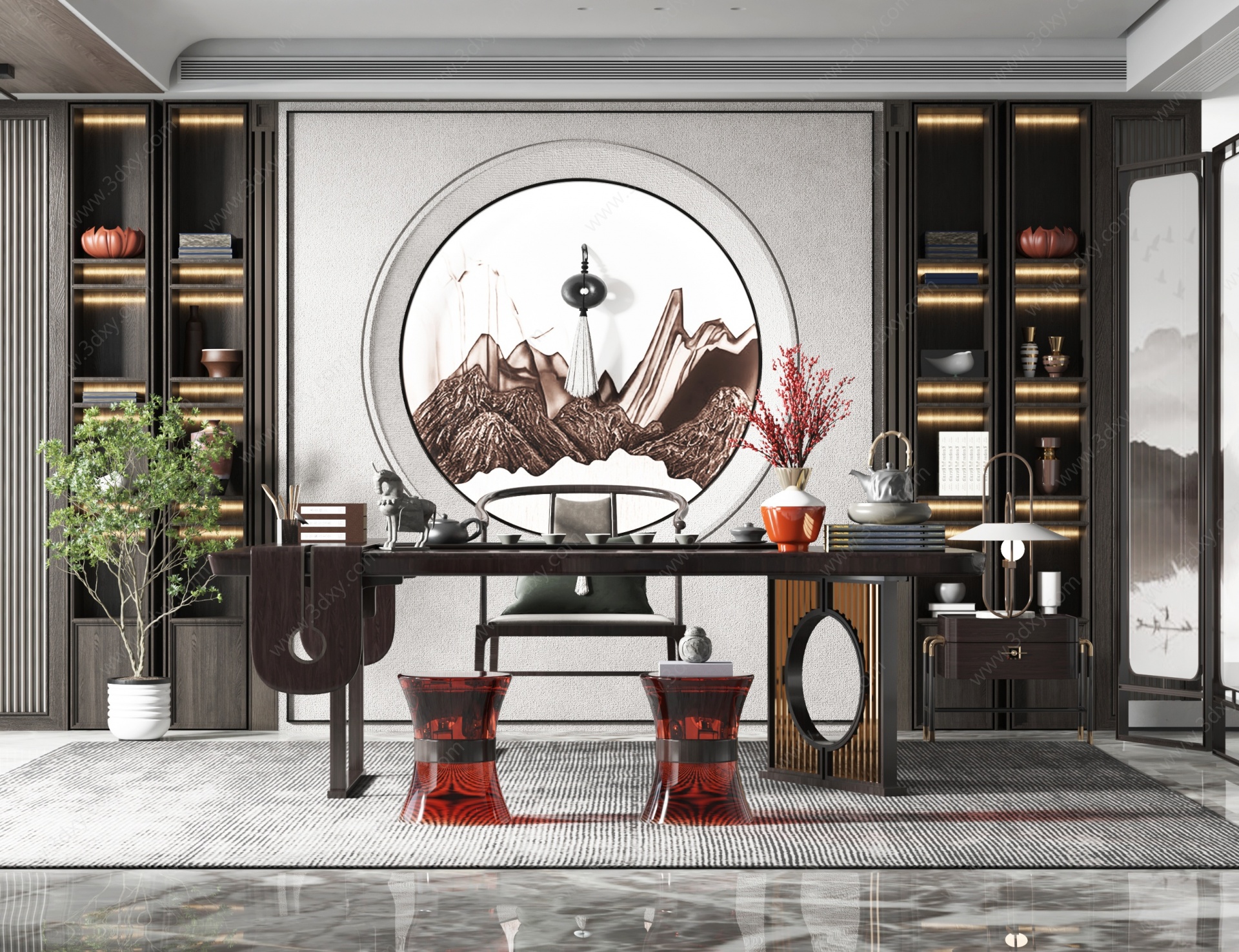 新中式风格茶室3D模型