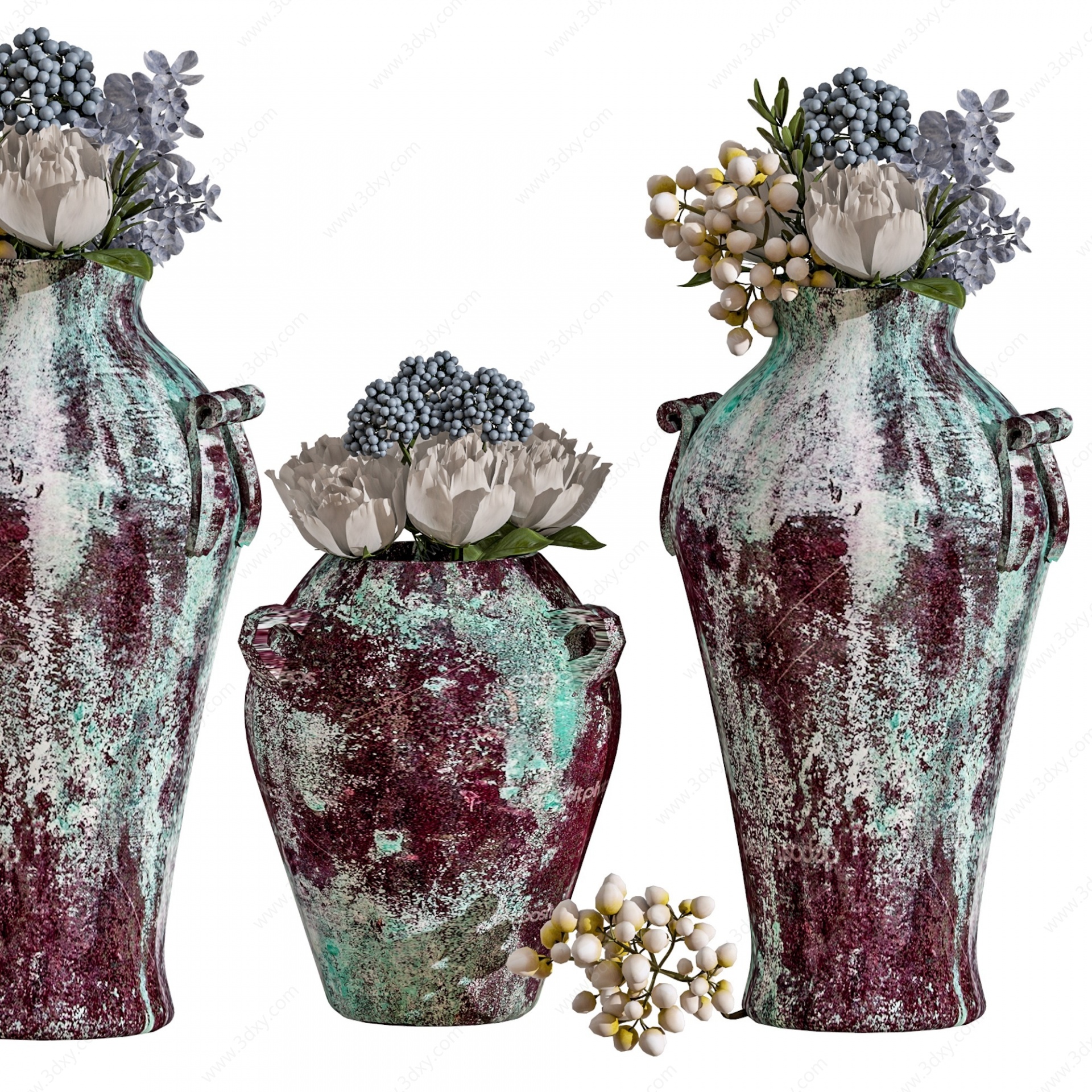 古典复古花瓶花卉插花3D模型