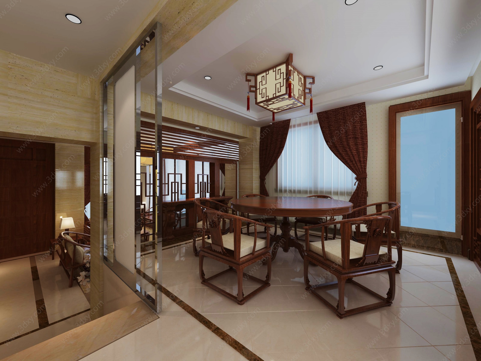 中式餐厅客厅3D模型