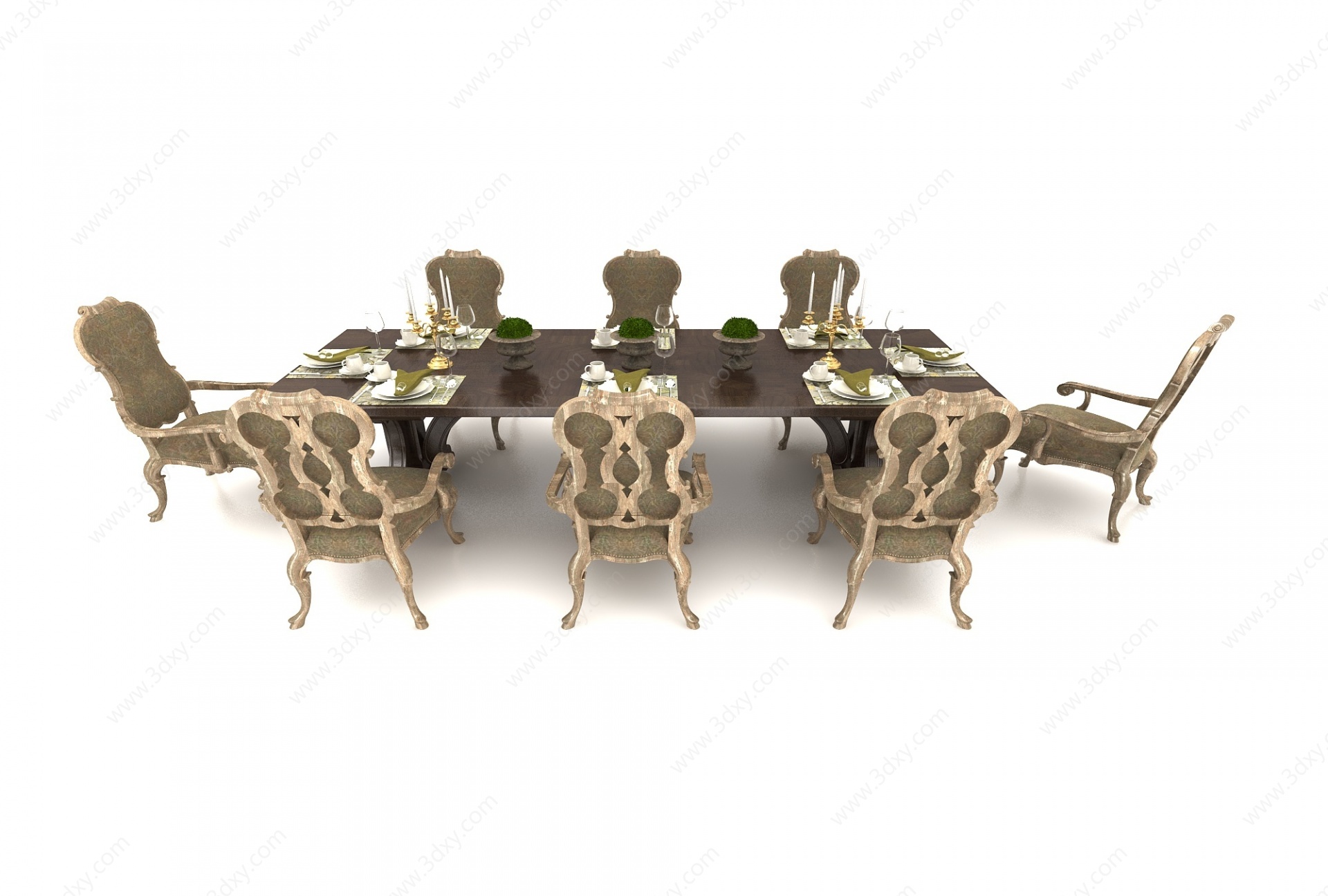 8人餐桌3D模型