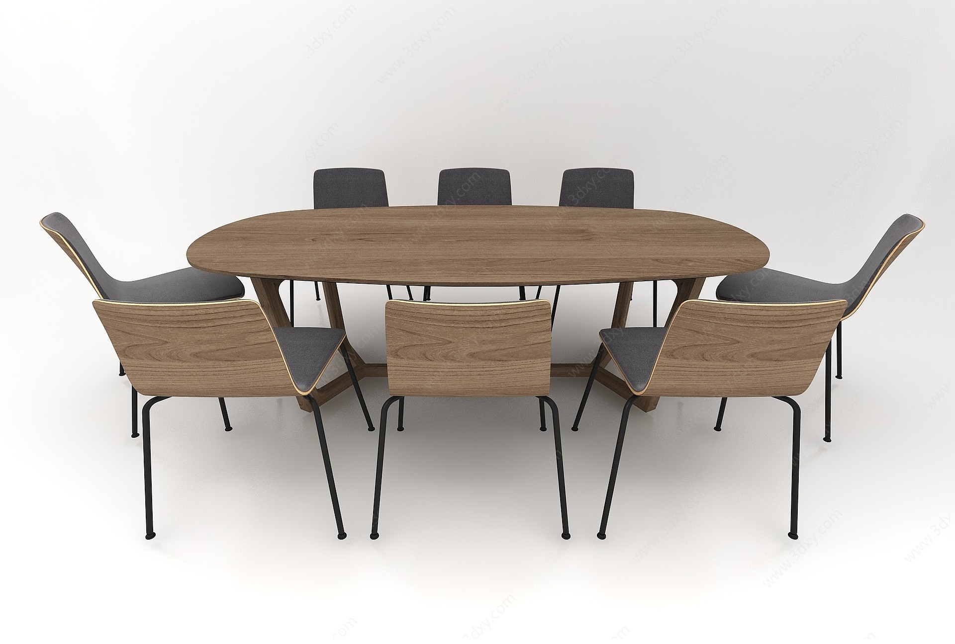 八人餐桌3D模型