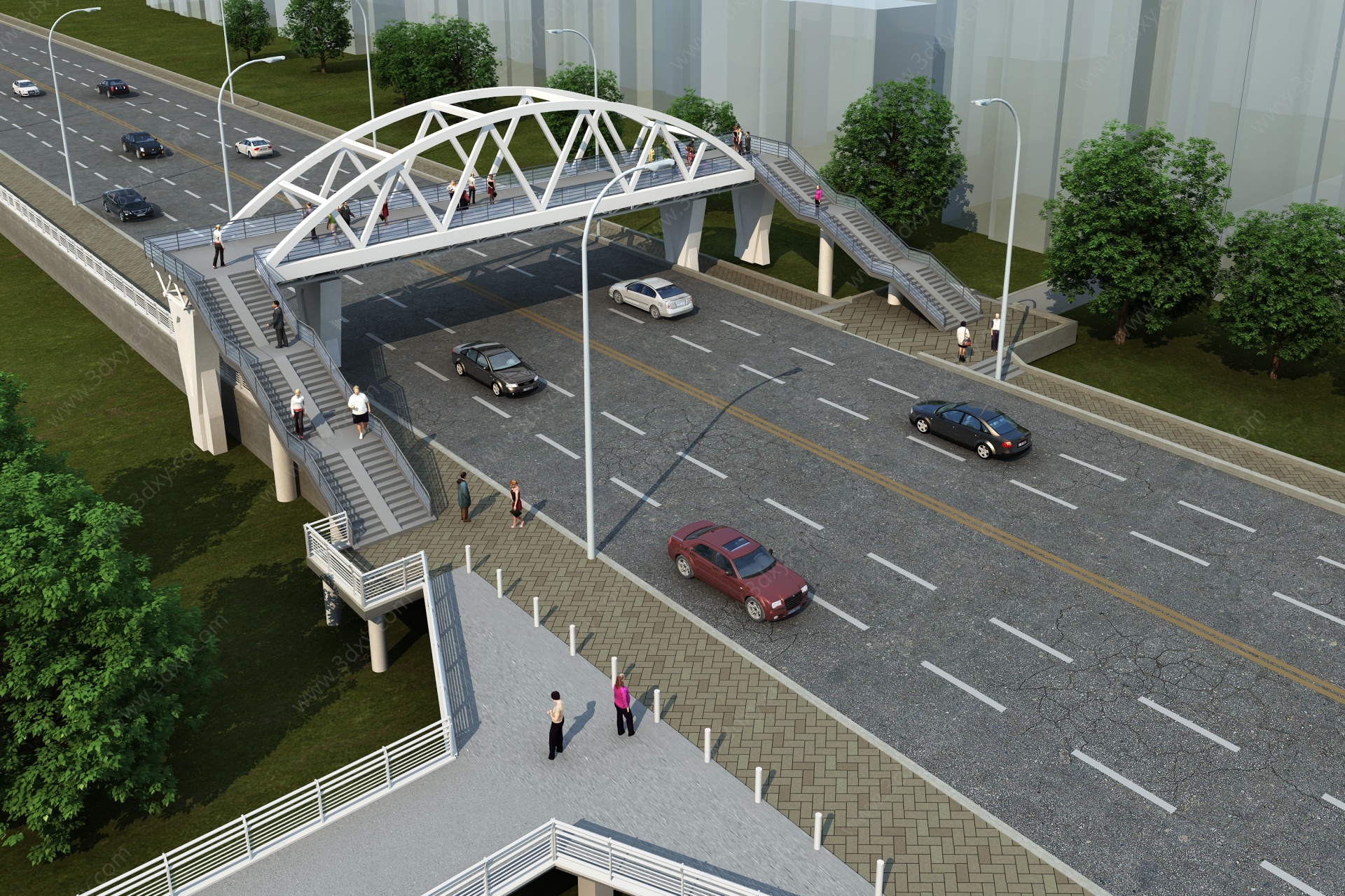 现代过街天桥3D模型