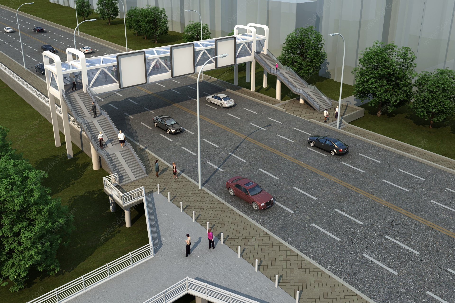 现代过街天桥3D模型