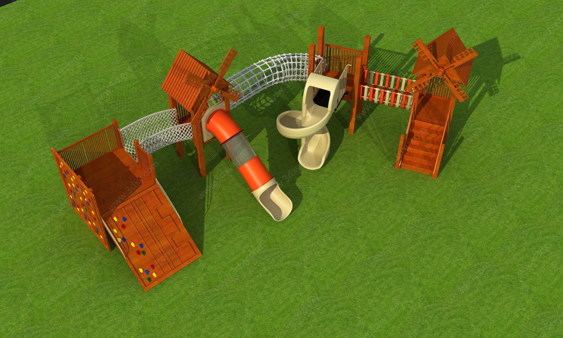 木质滑梯儿童乐园儿童设施3D模型