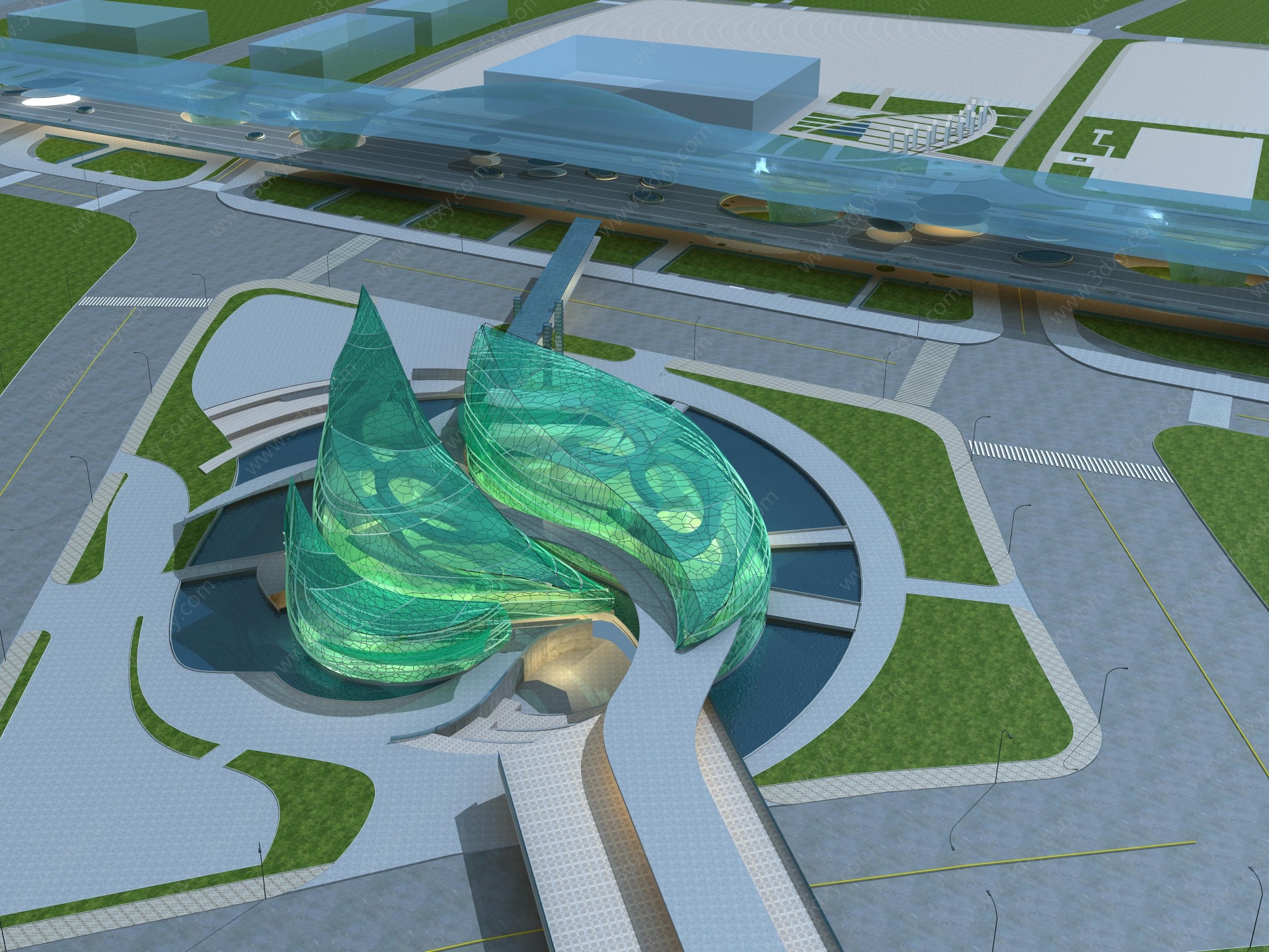 现代异型汽车站3D模型